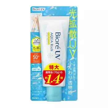 Biore UV Aqua Rich Light Up Essence 100 г Солнцезащитный крем SPF50 белый