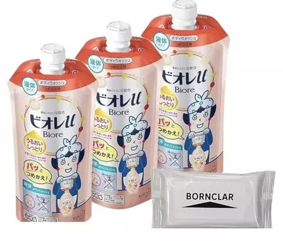 Bioreu Biore Body Soap Bioreu Refill Sweet Peach Scent 340mL x 3 Set Logo Wet Wipes Bonus [Bulk Set] +