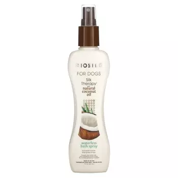 Biosilk, Silk Therapy, с натуральным кокосовым маслом, безводный спрей для купания, для собак, 7 жидких унций (207 мл)