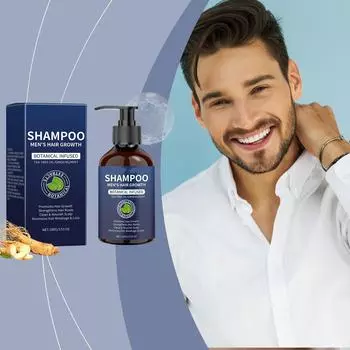 Биотиновый шампунь для роста волос для мужчин: Натуральный шампунь для увеличения густоты волос с маслом чайного дерева, женьшенем и мятой от выпадения и истончения волос One Size