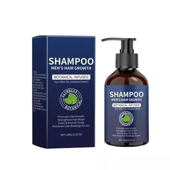 Биотиновый шампунь для роста волос для мужчин: Натуральный шампунь для увеличения густоты волос с маслом чайного дерева, женьшенем и мятой от выпадения и истончения волос One Size