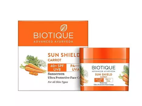 Biotique Bio Carrot Ультра успокаивающий крем для лица с солнцезащитным фактором 40+ SPF 50 г (Пакет из 1)