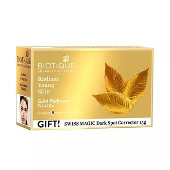 Biotique Gold Radiant Skin Youth Facial | 6-шаговый набор для сияющей кожи | 100% растительные экстракты | Подходит для всех типов кожи | 65 г