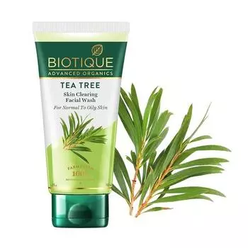 Biotique Tea Tree Skin Clearing Очищающее средство для умывания нормальной и жирной кожи, 150 мл | Лечит угри, прыщи, очищает