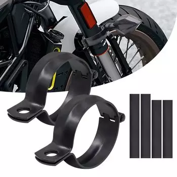 Biqing Motorcycle Chrome Turn Signal Bracket Compatible with Front Fork Turn Signal Auxiliary Fixing Pinch No Drilling Set of 2 Stay, 32~41mm,