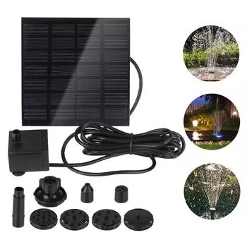 Bird Bath 1.2W Водяной спринклерный распылитель с 7 распылительными головками Водный фонтан Бассейн Садовый пруд Солнечный водяной насос Питание от солнечной панели чёрный