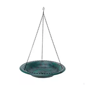 Bird Bath And Feeder with 53cm Chain for Attracting Birds Outdoor 17inch Tray золотистый