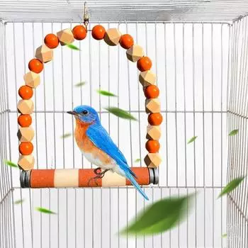Bird Bite Toy Parrot Station Pole Grinding Claws Molar Stand Bird Swing Training Interactive Products Bird Cage Nest Accessories оранжевый