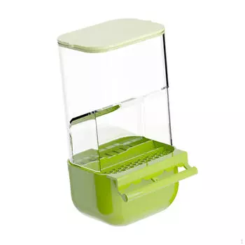 Bird Cage Feeder Automatic Parrot with Perch Accessories зелёный