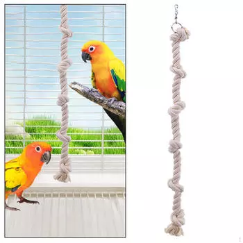 Bird Climbing Rope Perch Stand Supplies Finches Length 40cm with Knots Cockatiels Budgie