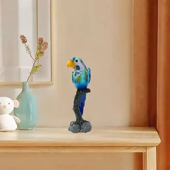 Bird Cute Figurine Parrot Statue Lover Gift Resin Tabletop Decor Ornament for Table Cabinets Single Bird