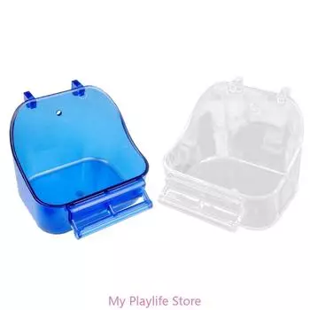 Кормушка для птиц, ванна для птиц, чистка, принадлежности для домашних животных, ванна для корелл с подвесными зажимами, жердочка для маленькой птички, душ для птичьей клетки синий