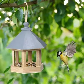 Bird Feeder Bird House Garden Window Hanging Ornaments Bird Feeder Wild Bird Feed Dispenser Hanging Feeder Support Yard Decor синий