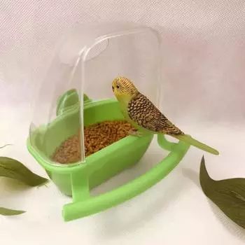 Bird Feeder Cups Parrot Bird Cage Feeder Bowl Plastic Hanging Food Container Bowl Indoor Outdoor Bird Accessories зелёный
