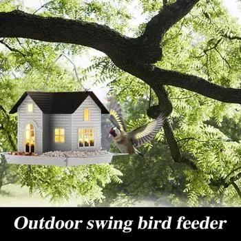 Bird Feeder Hanging Metal Bird House Feeder with Solar Lights Outdoor Lantern Garden Decor Unique Gifts for Mom Grandma Christmas черный белый