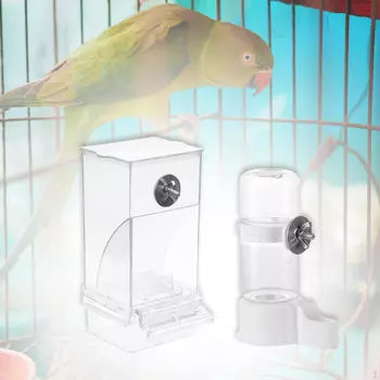 Bird Feeders and Waterer Parrot Feeder Drinker Clear Watching Food Dispenser for