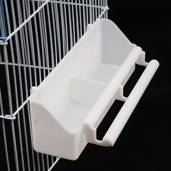 Bird Food Bowl Cups White Birds Feeder Hanging Food Feeder for Parrot Pigeon Bird Cage Extended Food Box Pet Cage Feeding Box белый