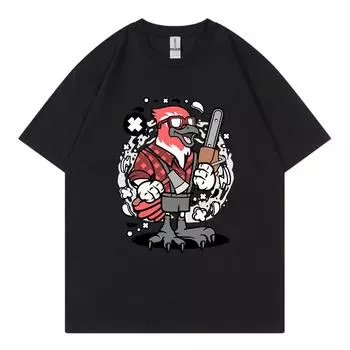 Bird Lumberjack Printed T-shirt Women Unisex Loose Plus Size T-shirt Fashionable Breathable Short Sleeved Cotton Clothing 4XL бежевый