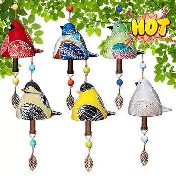 Bird Song Bell Hanging Bird Wind Chime Craft Pendant Outdoor Bird Bell Windchime for Garden Courtyard Home Decoration белый