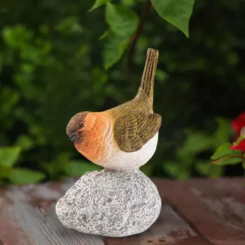 Bird Statue with Stone Resin Sculpture Adornment Animal for Flowerpot Indoor and 6.5x6x12cm