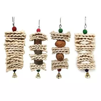 Bird Toys Chewing Toy Parrot Cage Bite Toys Corn Husks Color Wood Beads Entertainment Toys for Small and Medium Parrots Birds