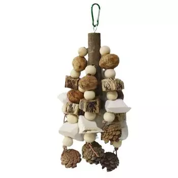 Bird Toys, Parrot Toys With Pinecones, Cuttlefish Bones, Beech Wood, Nuts, Teething Chew Toy For Parakeets, Cockatiels, Love Birds, Small Parrots as picture show
