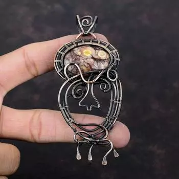 Birds Eye Jasper Copper Pendant Wire Wrapped Pendant Handmade Copper Jewelry Original Gemstone Pendant Unique Wire Wrap Jewelry Gift For Her