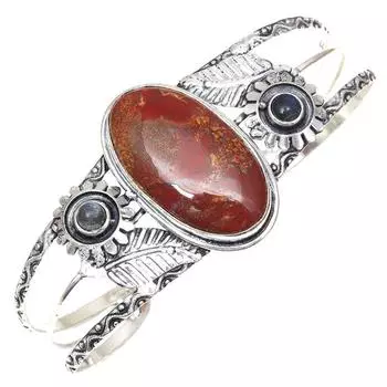 Birds Eye Jasper Gemstone Ethnic Silver Jewelry Cuff Bracelets 7 Adjustable