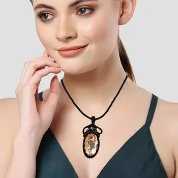 Birds Eye Jasper Gemstone Holloween Gifted Jewelry Macrame Necklace 20-32 in