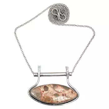 Birds Eye Jasper Gemstone Mother s Day Antique Silver Jewelry Necklace 20 in