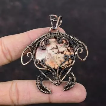 Birds Eye Jasper Pendant Copper Wire Wrapped Pendant Copper Jewelry Handmade Pendant Wire Wrapped Gemstone Jewelry Tortoise Pendant For Gift