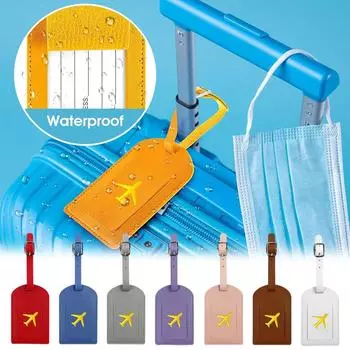 Бирка для багажа из искусственной кожи, бирка для багажной сумки, идентификационная этикетка для чемодана с подписью, бумажная бирка для посадочного мешка, дорожный аксессуар розовый