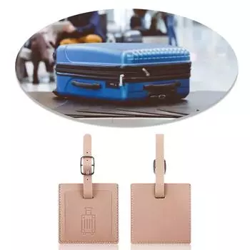 Бирка для багажа из искусственной кожи с квадратным клапаном для конфиденциальности, этикетка для чемодана, бирка для багажа, имя, удостоверение личности для идентификации темно-синий