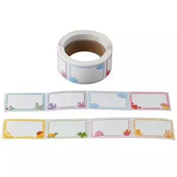 Бирка с именем из мультфильма, самоклеящиеся этикетки с именем, прямоугольные наклейки с именем, офисные