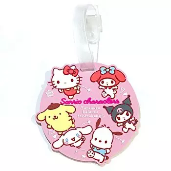 Бирка с именем Sanrio, бирка для багажа, бирка для чемодана, мягкая резина Sanrio из ПВХ, стильный дизайн, неровные 3D милые персонажи, розовый цвет