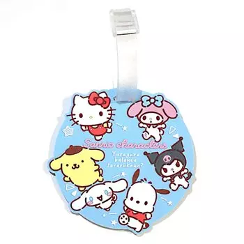 Бирка с именем Sanrio, бирка для багажа, бирка для чемодана, мягкая резина Sanrio из ПВХ, стильный дизайн, неровные 3D милые персонажи, светло-голубой цвет