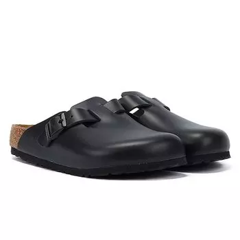 Birkenstock Boston Black Leather Smooth Regular Width Size 40 Clog, - Leather, - (26 cm)