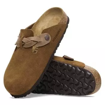 Birkenstock Boston Braided Regular EU40 1026665 Sandals, Clogs, Unisex, Suede, Mink, (26.0cm),