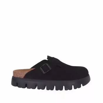 Birkenstock Papillio by Boston Chunky Level Suede Leather Size 37 1028317 and 1028402 Clogs, (24.0cm), Narrow, Black,