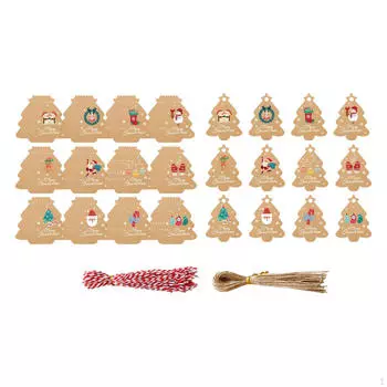 Бирки для рождественских подарков, этикетки для подвесных бирок, декоративные бирки с веревкой, украшения