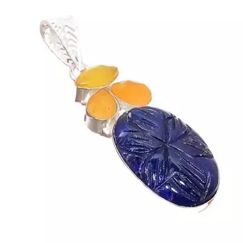 Бирманский сапфир, драгоценный камень сапфир, кулон из стерлингового серебра 925 пробы 2,56 дюйма AH-5225 2.17 синий