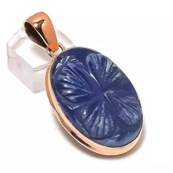 Бирманский сапфир натуральный драгоценный камень медный кулон ручной работы 2.17 h5w50