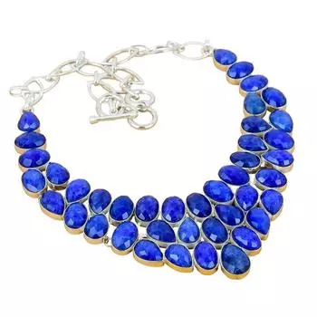 Бирманский синий сапфир драгоценный камень ручной работы из стерлингового серебра 925 пробы ожерелье 925 пробы штампованный драгоценный камень натуральный синий сапфир серебряное ожерелье для подарка 18 синий