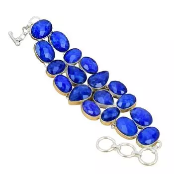 Бирманский синий сапфир драгоценный камень ручной работы браслет из стерлингового серебра 925 пробы браслет ручной работы 7 синий