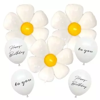 Birthday Balloon Big Flower White Daisy BIG Balloon Birthday Decoration Set Flower Balloon Garland Birthday Decoration Girls Boys Half Birthday Daisy
