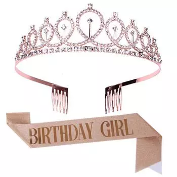Набор повязки на голову с короной на день рождения, плечевой ремень, пояс BIRTHDAY GIRL QUEEN, этикетный пояс, товары для вечеринки