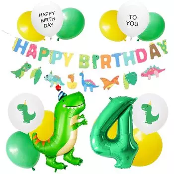 Birthday Decorations Balloons Dinosaur Number 4 4 Years Old Number Birthday Party Decoration Set HAPPY BIRTHDAY Garland Simple Decoration Kids
