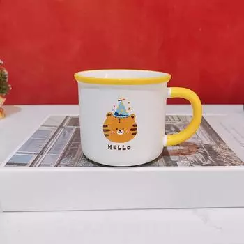 Birthday Gift Cartoon Cute Tiger Birthday Hat Souvenir 100-day Banquet Gift Ceramic Cup Children s Cup 350ml