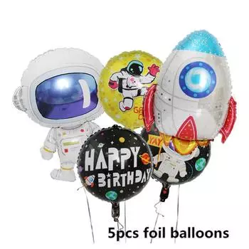 Birthday Party Decoration Balloon Astronaut Rocket Satellite Kindergarten DIY Ornament Children s Day Birthday Gift Balloons As shown