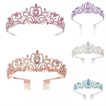 Birthday shoulder strap party crown tiara Birthday queen girl suit crown set